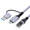 Cable convertidor LAN USB-C/USB 3.0 a RJ45 Gigabit Ethernet, longitud: 2 m