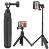 Mini trípode de mano para selfies, ajustable, de 19 a 43 cm, con rótula giratoria de 360 grados para cámaras de acción universales (negro)