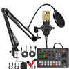 Tarjeta de sonido F998 con micrófono de condensador BM800, kit completo de karaoke y transmisión Cantilever Gold