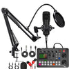 Tarjeta de sonido F998 con micrófono de condensador BM800, kit completo de karaoke y transmisión, Cantilever negro