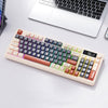 Teclado inalámbrico Bluetooth dual ruso FREE WOLF M96 para juegos con pantalla PBT y domo (café)