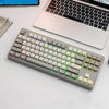 Teclado mecánico inalámbrico Bluetooth de modo dual FREE WOLF M87 ruso 2.4G (Cheese)