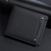 Cartera compacta Baellerry D3110 de piel para hombre con textura de lichi y múltiples ranuras para tarjetas (negra)
