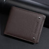 Cartera compacta Baellerry D3110 de piel para hombre con textura de lichi y múltiples ranuras para tarjetas (marrón)
