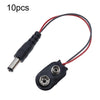 10 pinzas de batería de 9 V con cables, tipo I con enchufe de CC.