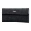 Baellerry C3099 Cartera larga minimalista para hombre, con tapa abatible, tarjetero, informal, de negocios, de tres pliegues, mate (negro)
