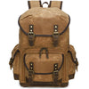 Mochila fotográfica de lona encerada, estilo retro, con doble hombro, para cámara sin espejo y portátil (amarillo terroso)