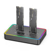 Carcasa para disco duro Blueendless SD07 M.2 de doble bahía NVMe, dispositivo de clonación sin conexión. Especificaciones: con luz RGB (enchufe estadounidense).