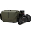 Bolso bandolera QISEMIAN para fotografía, todo en uno, para hombre, con compartimento extraíble para cámara y soporte para trípode (verde)