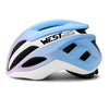 Casco de bicicleta juvenil WEST BIKING para ciclismo de carretera y montaña con forro de aniones y cierre magnético, talla 48-52 cm (azul y rosa)