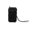 Radio portátil W-213 FM/AM con puntero y doble potencia, con clip y linterna (negra)
