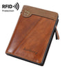 Baellerry D5592 Cartera compacta vintage de cuero encerado para hombre con tarjetero RFID (marrón claro)
