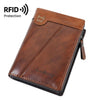 Baellerry D5592 Cartera compacta para hombre, estilo vintage, de piel encerada, con RFID y tarjetero (marrón oscuro)