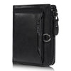 Baellerry D5124 - Cartera compacta para hombre, tarjetero vintage de piel encerada, compartimento para varias tarjetas, monedero con cremallera (negro)