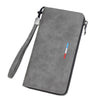 Baellerry C3097 Cartera larga para hombre con cremallera, tarjetero de gran capacidad, monedero para teléfono (gris)