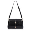Baellerry N8943 Bolso pequeño cuadrado vintage de piel encerada para mujer con hebilla metálica, bandolera de un solo hombro (negro)