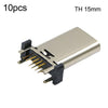 10 conectores USB tipo C hembra de 16 pines, puerto de carga rápida PD, TH de 15 mm
