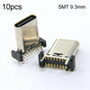 10 conectores USB tipo C hembra de 16 pines, puerto de carga rápida PD SMT de 9,3 mm
