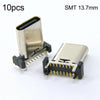 10 conectores USB tipo C hembra de 16 pines para carga rápida PD SMT de 13,7 mm