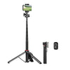 Trípode y palo selfie portátil C15 con control remoto para teléfono y cámara de acción. Especificaciones: adaptador de 1/4 de pulgada.