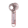 Mini ventilador de mano con espejo y carga USB para exteriores con mosquetón (rosa transparente)