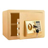 Caja fuerte pequeña de acero para pared con placa antirrobo y contraseña, color dorado, sin ranura para dinero.