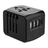 Adaptador de viaje 3 USB + Tipo C, cargador universal multifunción, enchufe EE. UU./UE/RU/AU (negro)