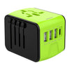 Adaptador de viaje 3 USB + Tipo C, cargador universal multifunción, enchufe EE. UU./UE/RU/AU (verde)
