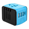 Adaptador de viaje 3 USB + Tipo C, cargador universal multifunción, enchufe EE. UU./UE/RU/AU (azul)