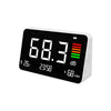 Medidor de ruido digital 4 en 1 con sensor de temperatura y humedad, pantalla de hora, batería recargable y retroiluminación ajustable (DM219N)