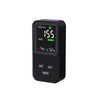 Detector de gas enchufable 4 en 1: monóxido de carbono, gases combustibles, monitor de temperatura y humedad con alta sensibilidad y alarma, enchufe estadounidense (negro).