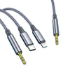 Adaptador de altavoz de cable de audio de 3,5 mm 3 en 1, longitud: 1,3 m