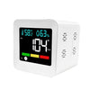 Monitor de calidad del aire enchufable 5 en 1: detector de CO, gases combustibles, AQI, temperatura y humedad con alarma (blanco).