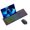 Conjunto de teclado y ratón inalámbricos de modo único 2.4G con ranura para teléfono/tableta, retroiluminación RGB y batería recargable.