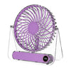 Ventilador de escritorio mini ultrafino JP-08 silencioso con pantalla digital transparente para oficina (morado)