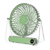 Ventilador de escritorio mini ultrafino JP-08 silencioso con pantalla digital transparente para oficina (verde)