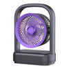 Ventilador eléctrico de sobremesa y de pared con luz y sistema de circulación de aire (gris púrpura)