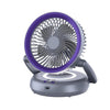 Ventilador circulador de aire plegable con indicador de batería, ventilador de escritorio y de pared para el hogar con luz LED (gris púrpura)