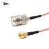 Cable coaxial RG316 de extensión RF, conector SMA macho a UHF hembra S0239, longitud: 3 m.