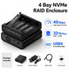 Carcasa para SSD NVMe M.2 USB4 Blueendless, 4 bahías para unidades de estado sólido externas de 4 velocidades (40 Gbps), compatible con Soft RAID 0/1/5, capacidad de 32 TB, enchufe australiano.