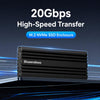 Carcasa para SSD M.2 NVMe Blueendless M6NA de 20 Gbps, USB 3.2 Gen 2x2 Tipo-C, carcasa de aluminio para discos duros externos 2230/2242/2260/2280 de hasta 8 TB (negra).