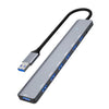 Hub USB 3.0 ADS-313A de alta velocidad con 7 puertos, divisor de aleación de aluminio y fuente de alimentación CC independiente de 3,5 mm.