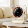 Ventilador de escritorio F15 con pantalla digital transparente y temporizador inteligente, pequeño ventilador de mesa con circulación de aire para oficina (blanco)