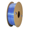 Filamento PLA de seda de doble color de 1,75 mm, bobina de 1 kg, material de impresión 3D metálico brillante con cambio de color mágico (plata + azul oscuro).
