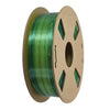 Filamento PLA de seda de doble color, 1,75 mm, bobina de 1 kg, material de impresión 3D metálico brillante con cambio de color mágico (amarillo + verde).
