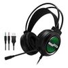 Auriculares para juegos T-WOLF H130 con doble entrada de 3,5 mm y USB, micrófono, iluminación RGB y cable para PC (negro)