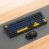 Combo de teclado y ratón inalámbricos recargables T-WOLF TF300, modo dual 2.4G/Bluetooth, teclado compacto de 98 teclas con retroiluminación de colores mixtos (azul y negro).