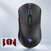 Ratón inalámbrico para juegos T-WOLF X5 Tri-Mode, 12800 DPI ajustables, recargable, con retroiluminación RGB (negro y rojo).