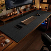 Alfombrilla de escritorio de lino antideslizante de goma para teclado y ratón, para el hogar y la oficina, con bordes cosidos. Tamaño: 900x400x4 mm (negro/gris).