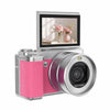 Cámara para vlogging 5K con zoom 18X, pantalla abatible de 180 grados, doble lente, cámara digital de 80 MP, tarjeta de 32 GB (rosa).